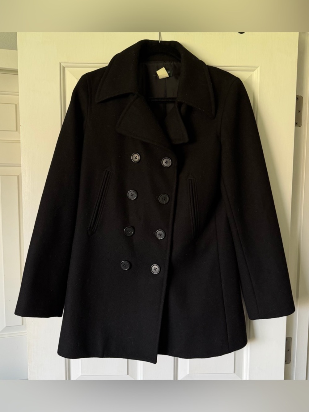 J. Crew Black Double-Breasted Wool Peacoat